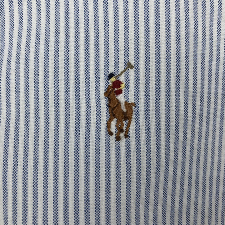 Ralph Lauren POLO by Ralph Lauren Slim Fit Long Sleeve Button-Down Striped Shirt, Men's Size XXL (approx.) cotton blue type Vintage Second Hand