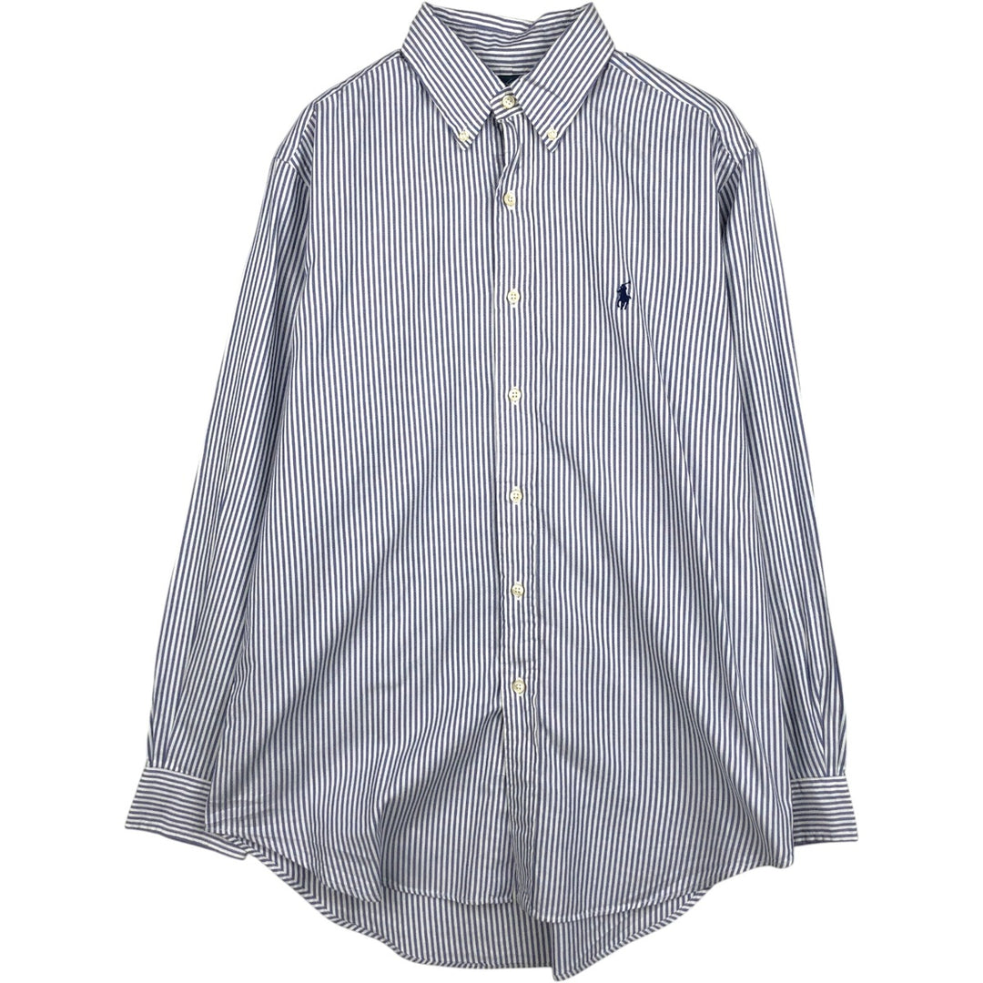 Ralph Lauren Classic Fit Long Sleeve Button-Down Striped Shirt, Men's Size M cotton blue type Vintage Second Hand
