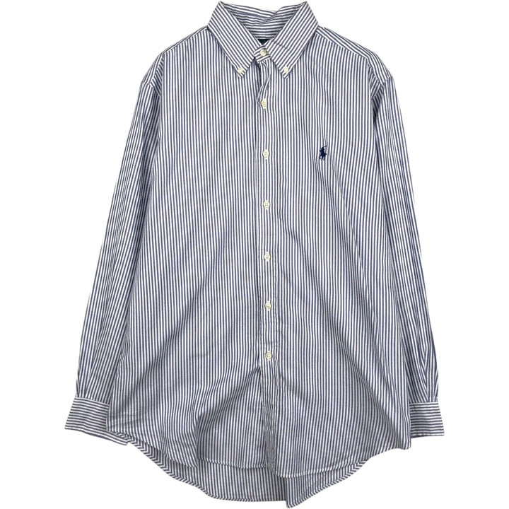 Ralph Lauren Classic Fit Long Sleeve Button-Down Striped Shirt, Men's Size M cotton blue type Vintage Second Hand