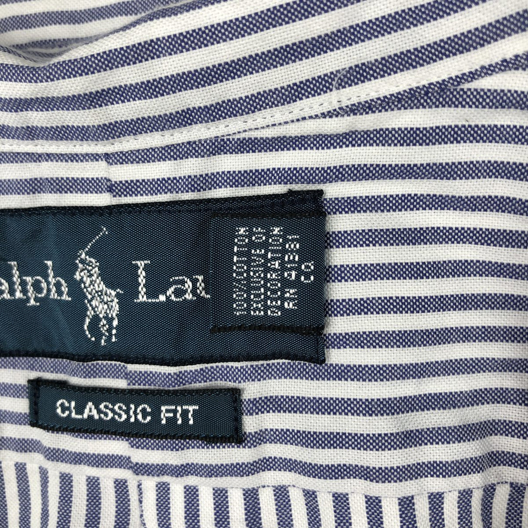 Ralph Lauren Classic Fit Long Sleeve Button-Down Striped Shirt, Men's Size M cotton blue type Vintage Second Hand