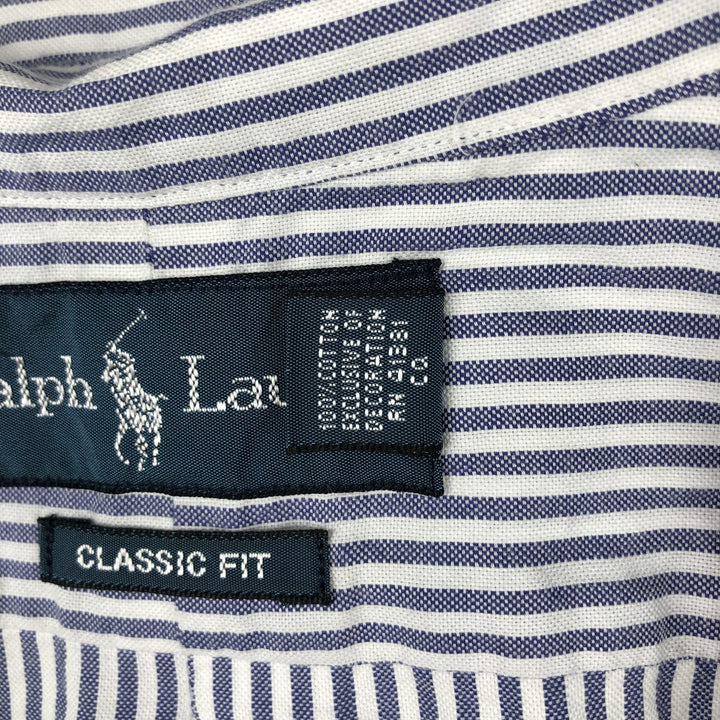 Ralph Lauren Classic Fit Long Sleeve Button-Down Striped Shirt, Men's Size M cotton blue type Vintage Second Hand