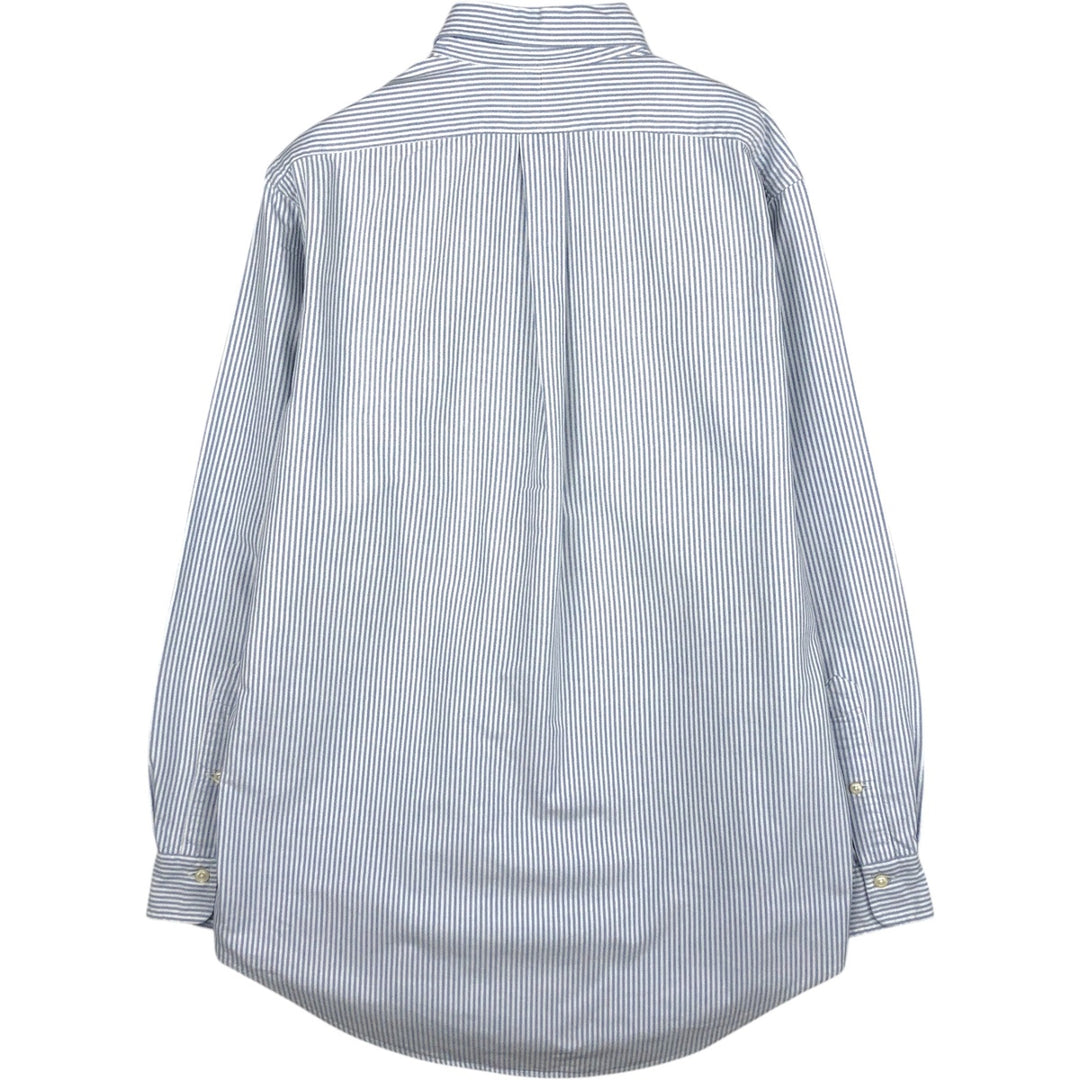 Ralph Lauren long sleeve button down striped shirt, men's size M cotton blue type Vintage Second Hand