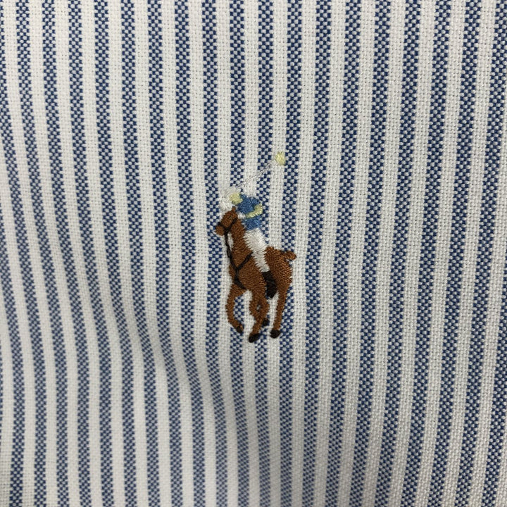 Ralph Lauren long sleeve button down striped shirt, men's size M cotton blue type Vintage Second Hand
