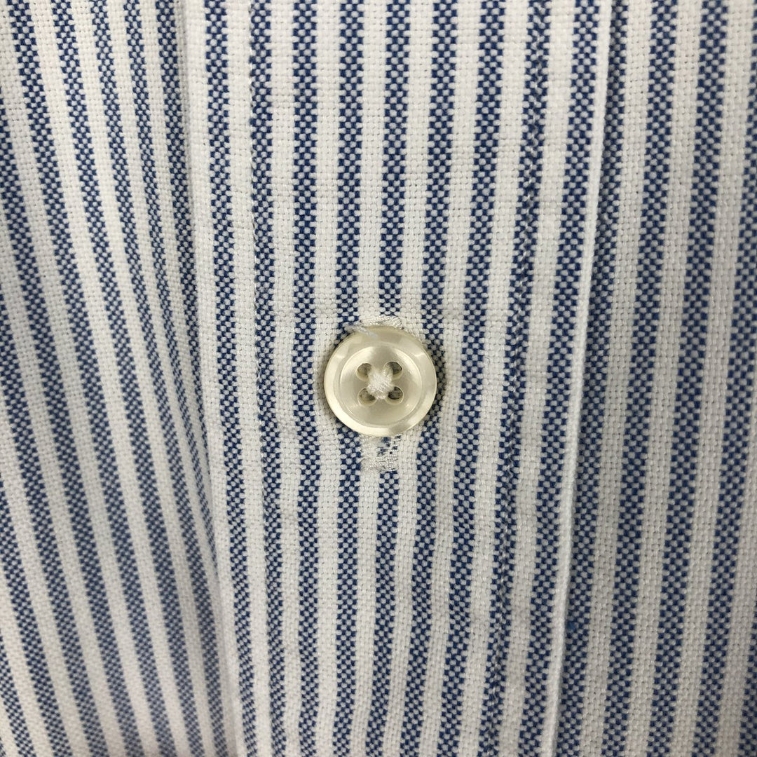 Ralph Lauren long sleeve button down striped shirt, men's size M cotton blue type Vintage Second Hand