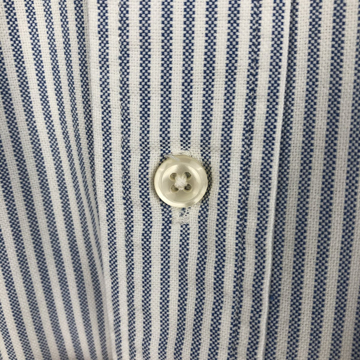 Ralph Lauren long sleeve button down striped shirt, men's size M cotton blue type Vintage Second Hand