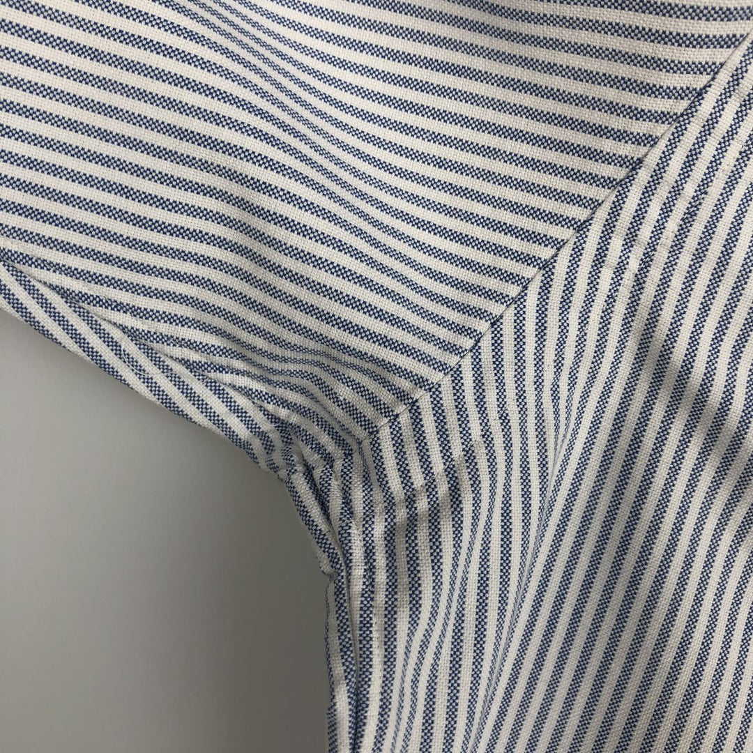Ralph Lauren long sleeve button down striped shirt, men's size M cotton blue type Vintage Second Hand