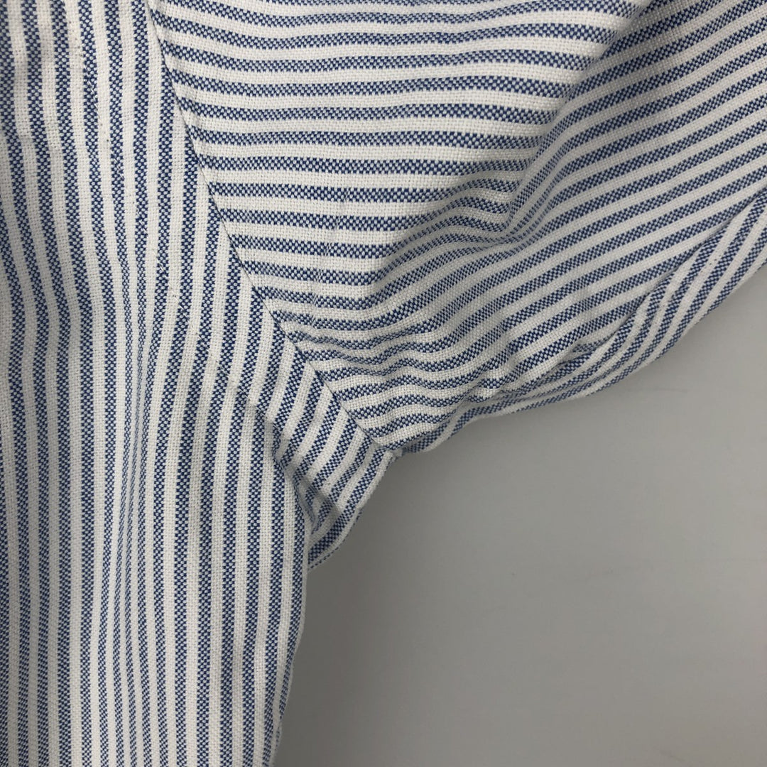 Ralph Lauren long sleeve button down striped shirt, men's size M cotton blue type Vintage Second Hand