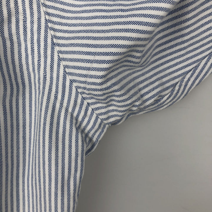 Ralph Lauren long sleeve button down striped shirt, men's size M cotton blue type Vintage Second Hand