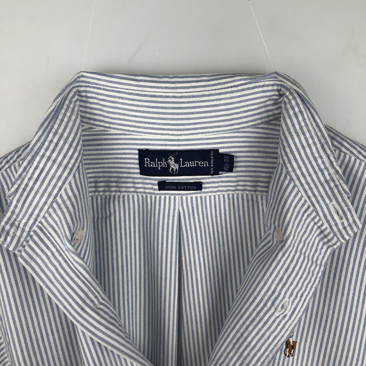 Ralph Lauren long sleeve button down striped shirt, men's size M cotton blue type Vintage Second Hand