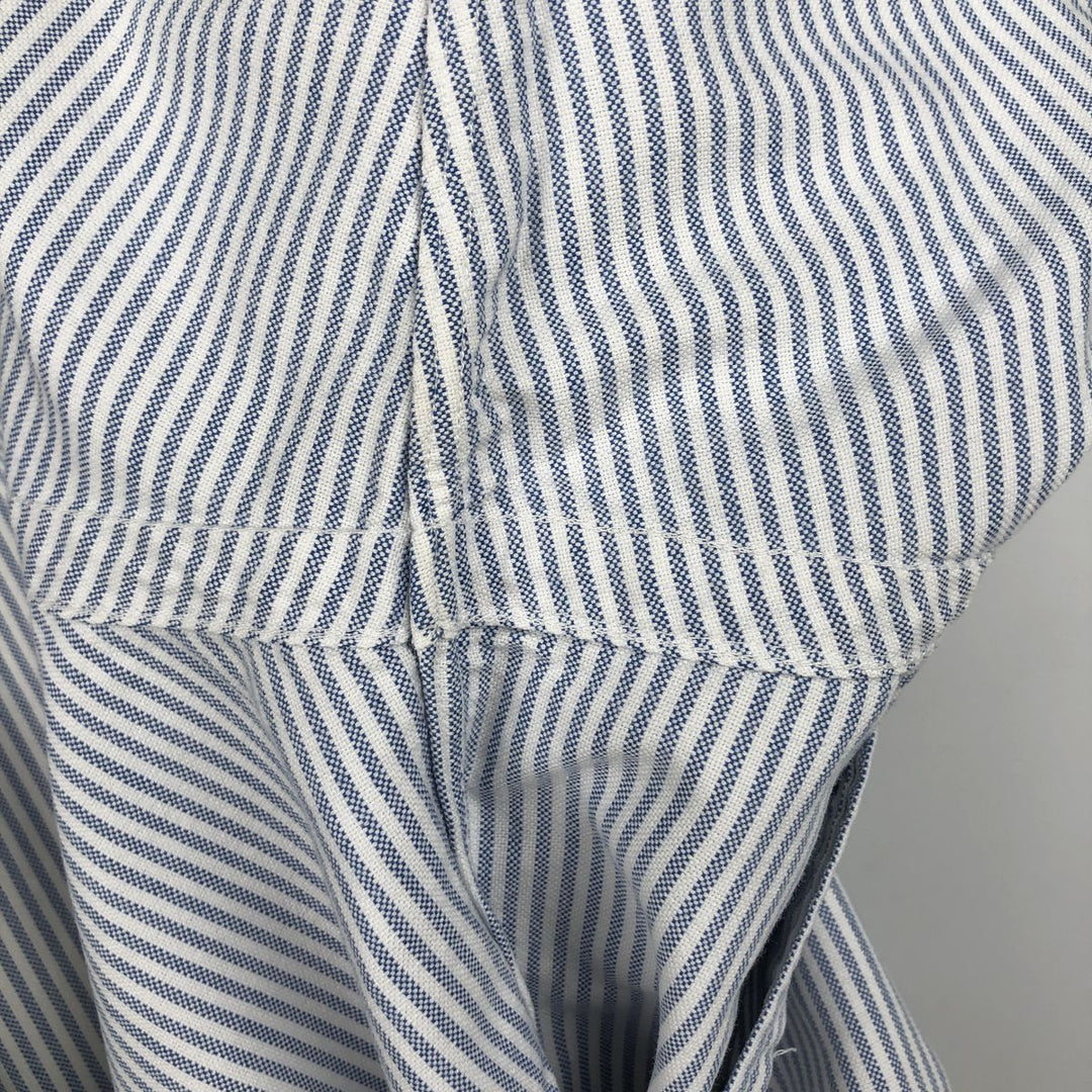Ralph Lauren long sleeve button down striped shirt, men's size M cotton blue type Vintage Second Hand