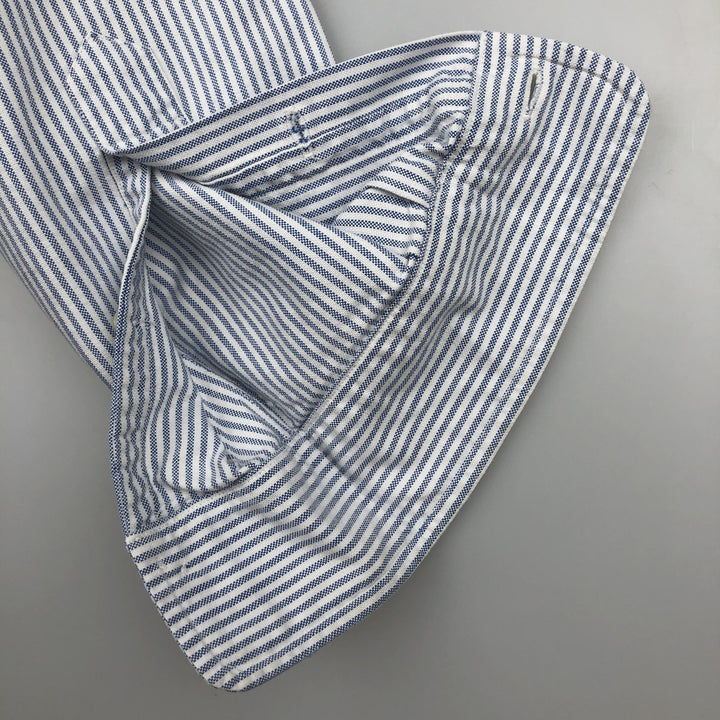 Ralph Lauren long sleeve button down striped shirt, men's size M cotton blue type Vintage Second Hand