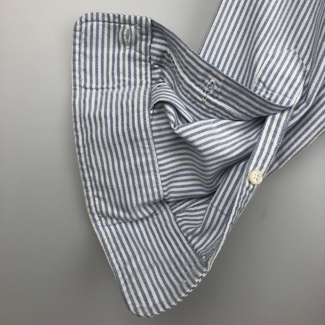 Ralph Lauren long sleeve button down striped shirt, men's size M cotton blue type Vintage Second Hand