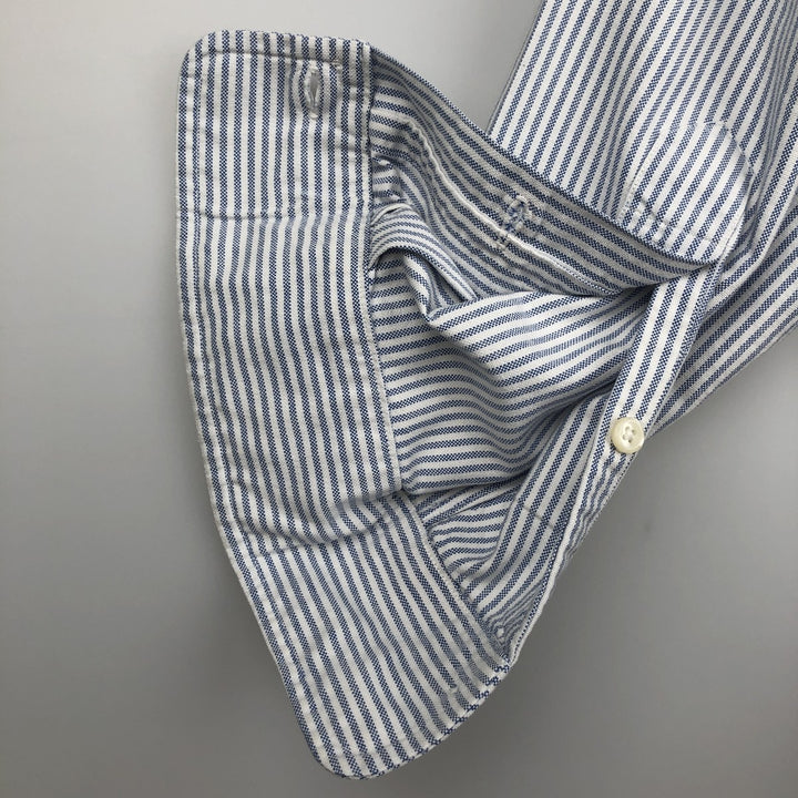 Ralph Lauren long sleeve button down striped shirt, men's size M cotton blue type Vintage Second Hand