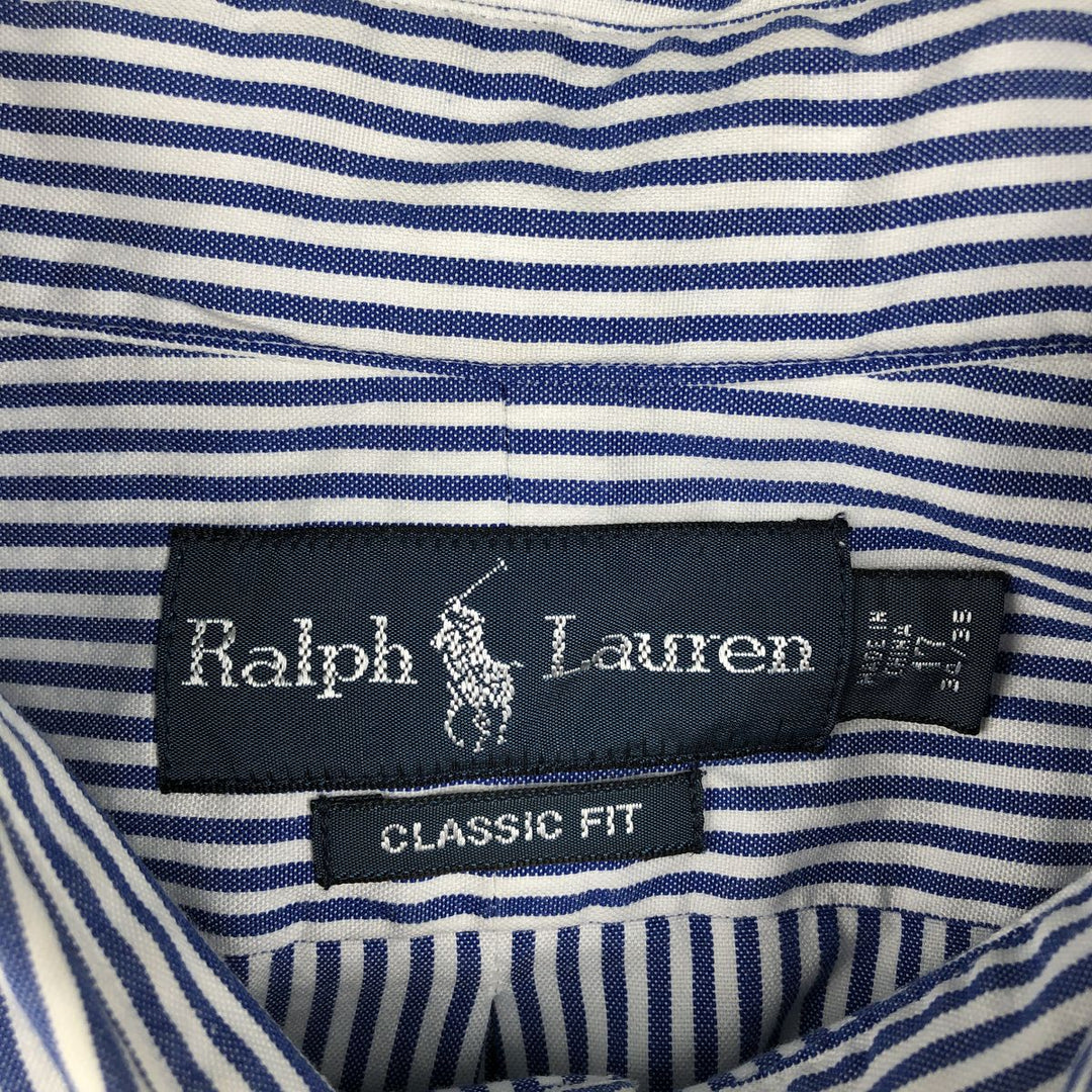 Ralph Lauren Classic Fit Long Sleeve Button Down Striped Shirt Men's XL cotton blue type Vintage Second Hand