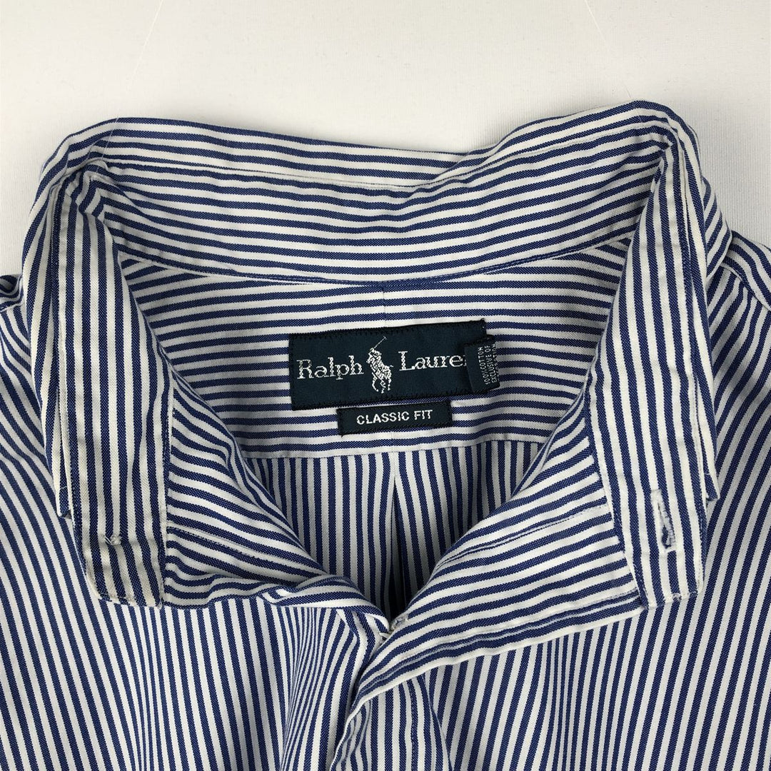 Ralph Lauren Classic Fit Long Sleeve Button Down Striped Shirt Men's XL cotton blue type Vintage Second Hand