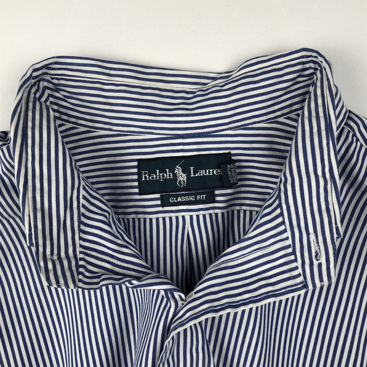 Ralph Lauren Classic Fit Long Sleeve Button Down Striped Shirt Men's XL cotton blue type Vintage Second Hand
