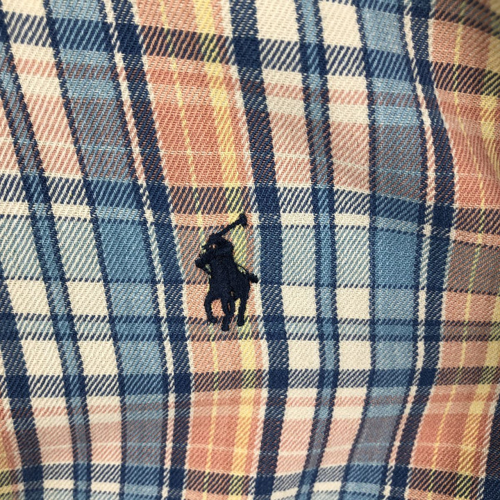 Ralph Lauren BLAIRE long sleeve button down check shirt, men's XL size cotton Blue type light blue Vintage Second Hand