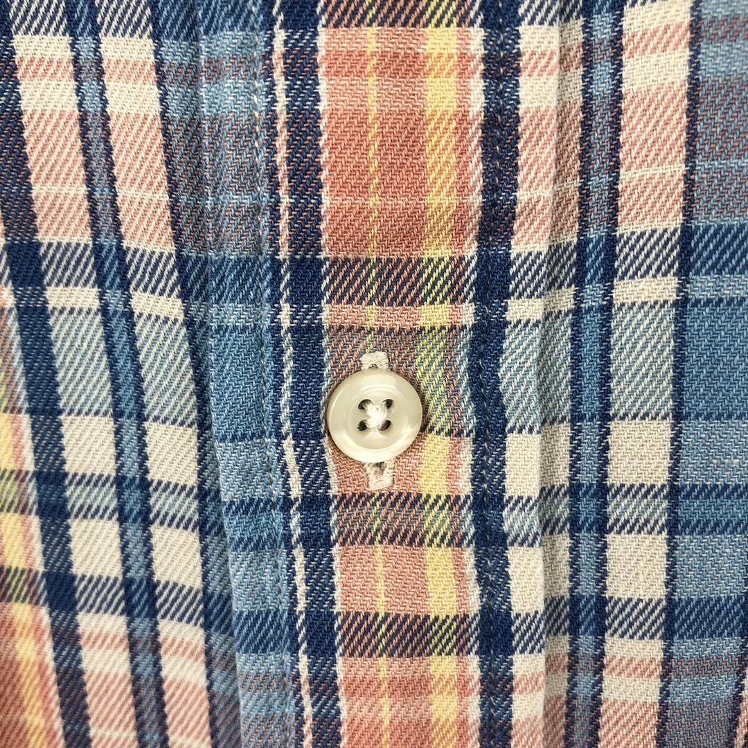 Ralph Lauren BLAIRE long sleeve button down check shirt, men's XL size cotton Blue type light blue Vintage Second Hand