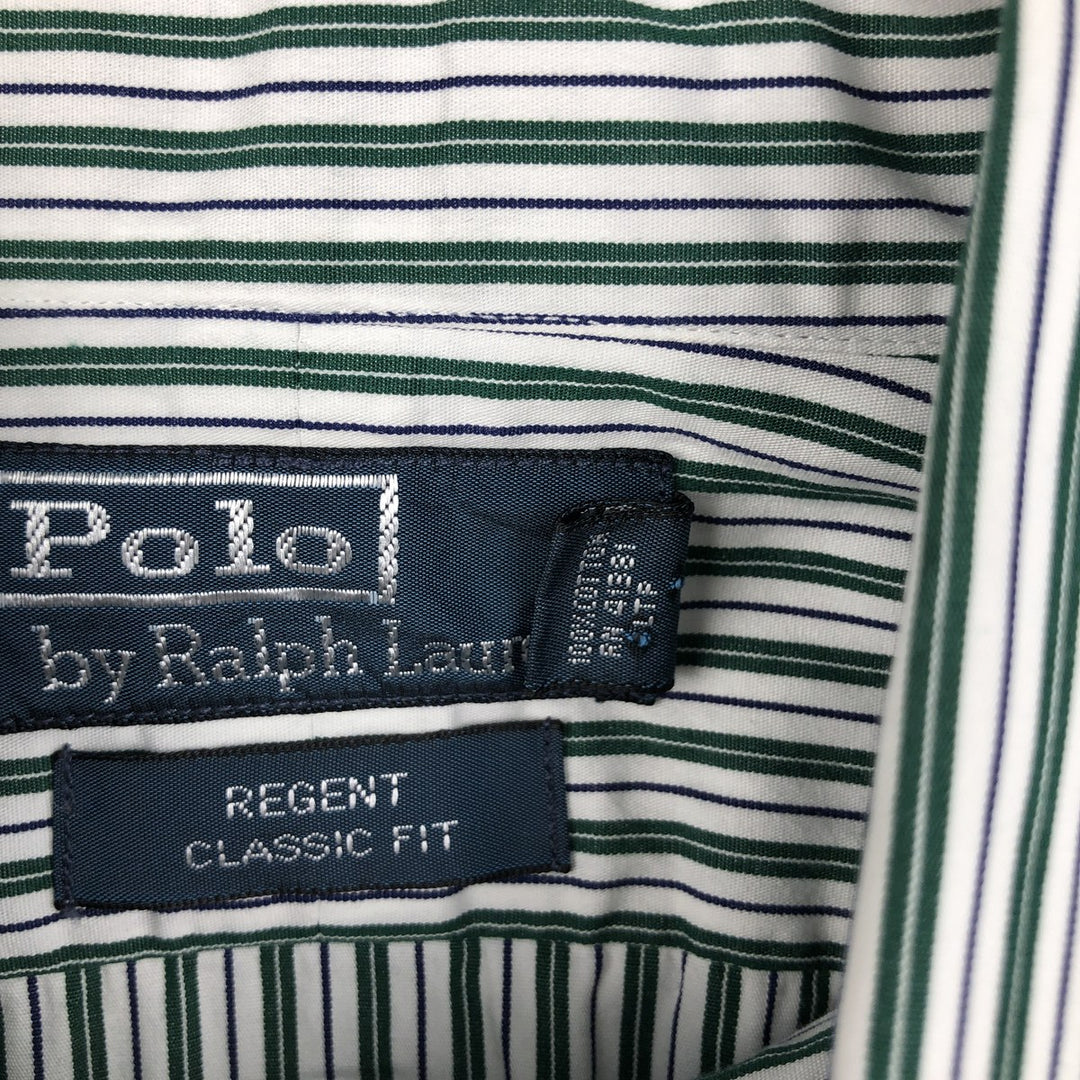 Ralph Lauren POLO by Ralph Lauren REGENT CLASSIC FIT Multi-stripe Long-Sleeve Cotton Stripe Shirt (Men's Size S) cotton white type Vintage Second Hand
