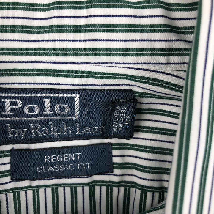 Ralph Lauren POLO by Ralph Lauren REGENT CLASSIC FIT Multi-stripe Long-Sleeve Cotton Stripe Shirt (Men's Size S) cotton white type Vintage Second Hand