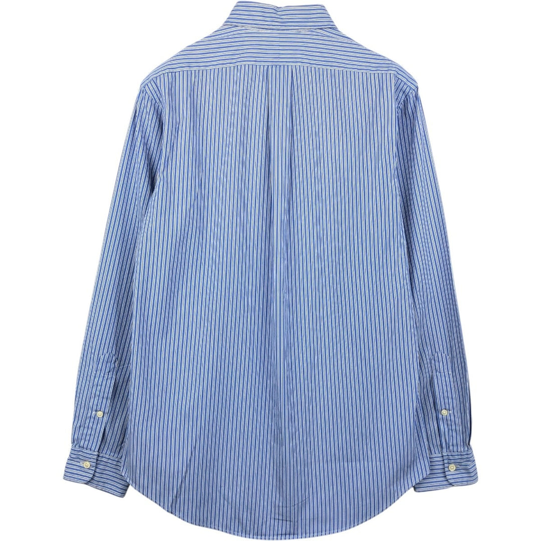 Ralph Lauren Custom Fit Multi-Stripe Long Sleeve Button-Down Striped Shirt, Men's M Size cotton blue type Vintage Second Hand