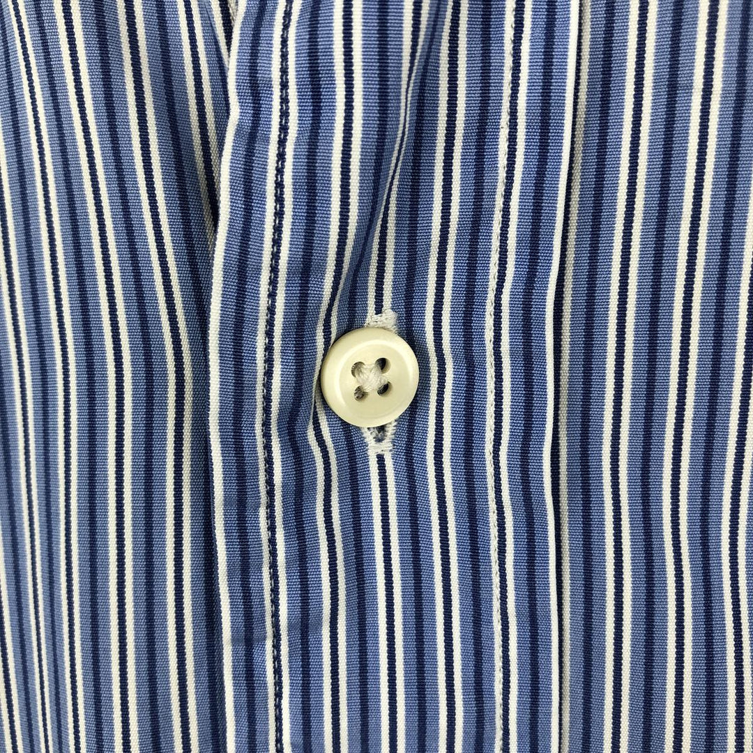 Ralph Lauren Custom Fit Multi-Stripe Long Sleeve Button-Down Striped Shirt, Men's M Size cotton blue type Vintage Second Hand