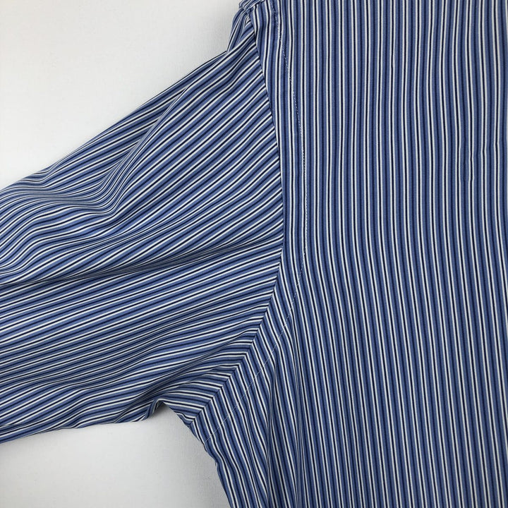 Ralph Lauren Custom Fit Multi-Stripe Long Sleeve Button-Down Striped Shirt, Men's M Size cotton blue type Vintage Second Hand