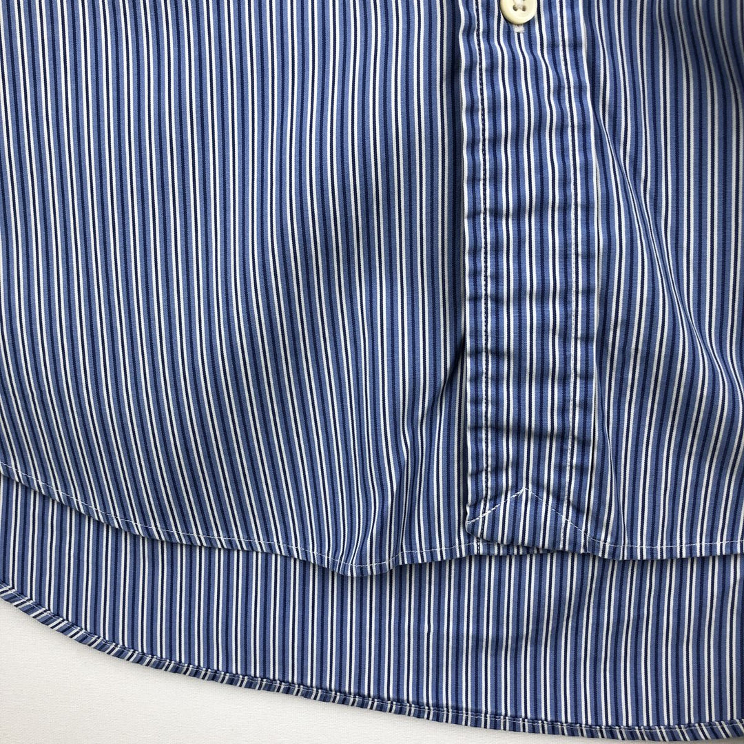 Ralph Lauren Custom Fit Multi-Stripe Long Sleeve Button-Down Striped Shirt, Men's M Size cotton blue type Vintage Second Hand