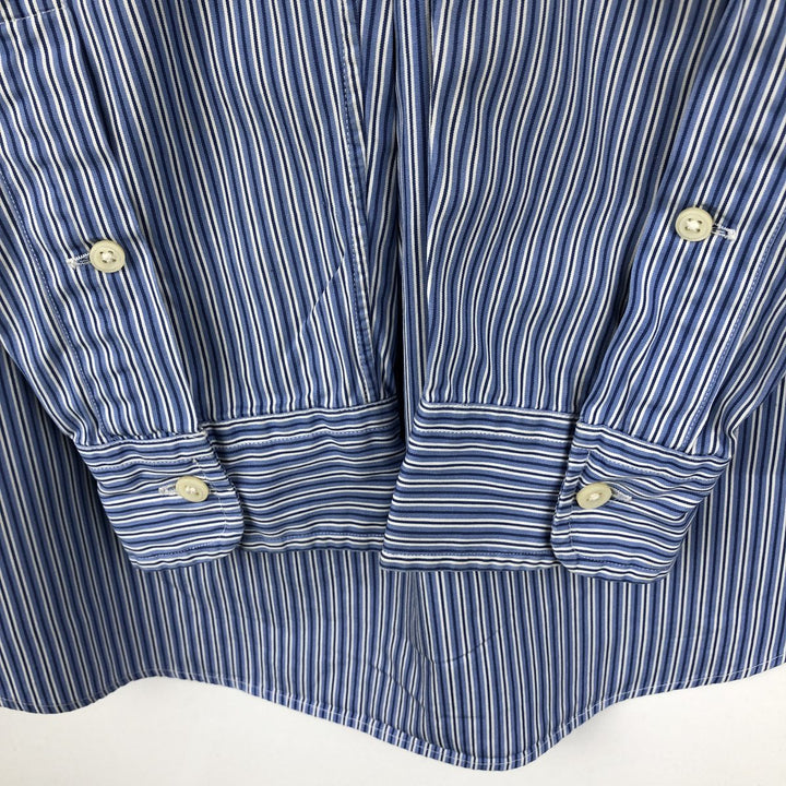 Ralph Lauren Custom Fit Multi-Stripe Long Sleeve Button-Down Striped Shirt, Men's M Size cotton blue type Vintage Second Hand