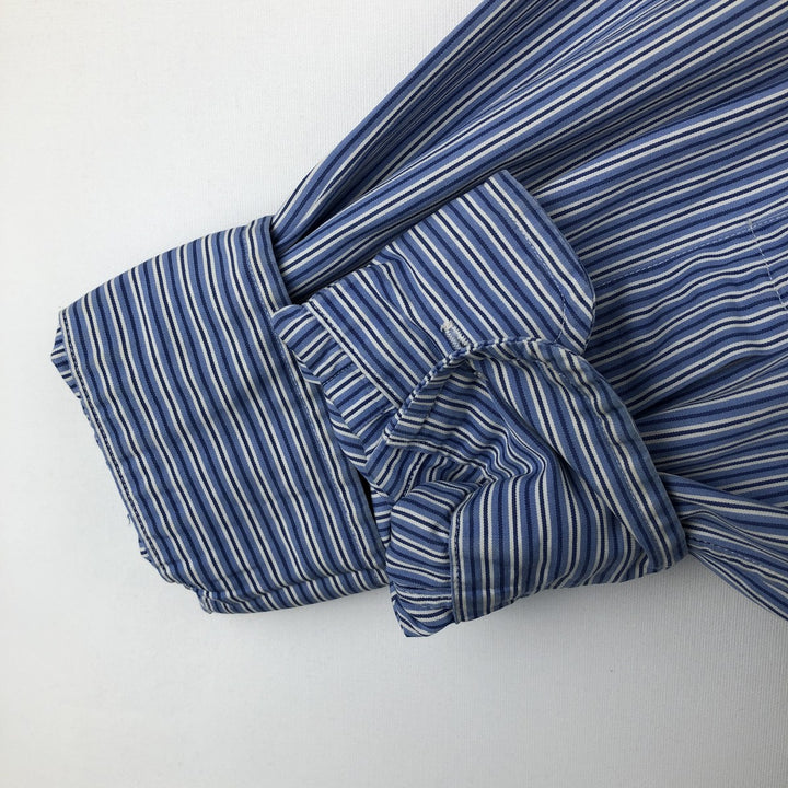 Ralph Lauren Custom Fit Multi-Stripe Long Sleeve Button-Down Striped Shirt, Men's M Size cotton blue type Vintage Second Hand