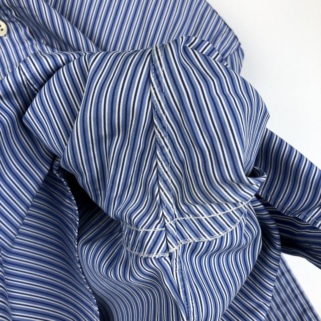 Ralph Lauren Custom Fit Multi-Stripe Long Sleeve Button-Down Striped Shirt, Men's M Size cotton blue type Vintage Second Hand
