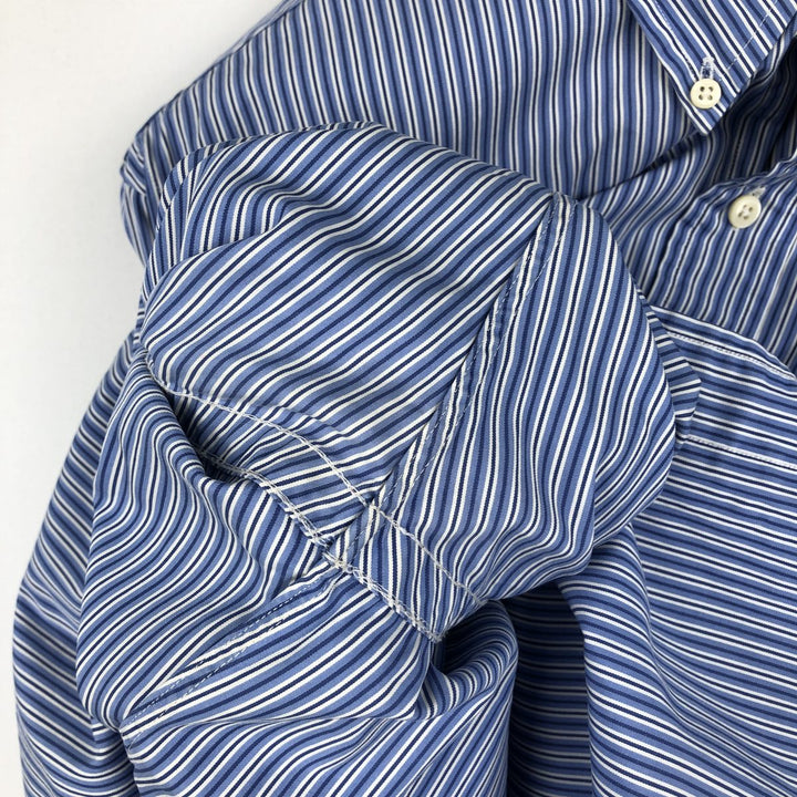 Ralph Lauren Custom Fit Multi-Stripe Long Sleeve Button-Down Striped Shirt, Men's M Size cotton blue type Vintage Second Hand