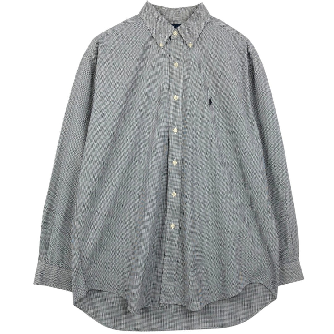 Ralph Lauren BLAKE long sleeve button down check shirt, men's size L cotton black type Vintage Second Hand