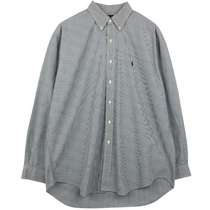 Ralph Lauren BLAKE long sleeve button down check shirt, men's size L cotton black type Vintage Second Hand