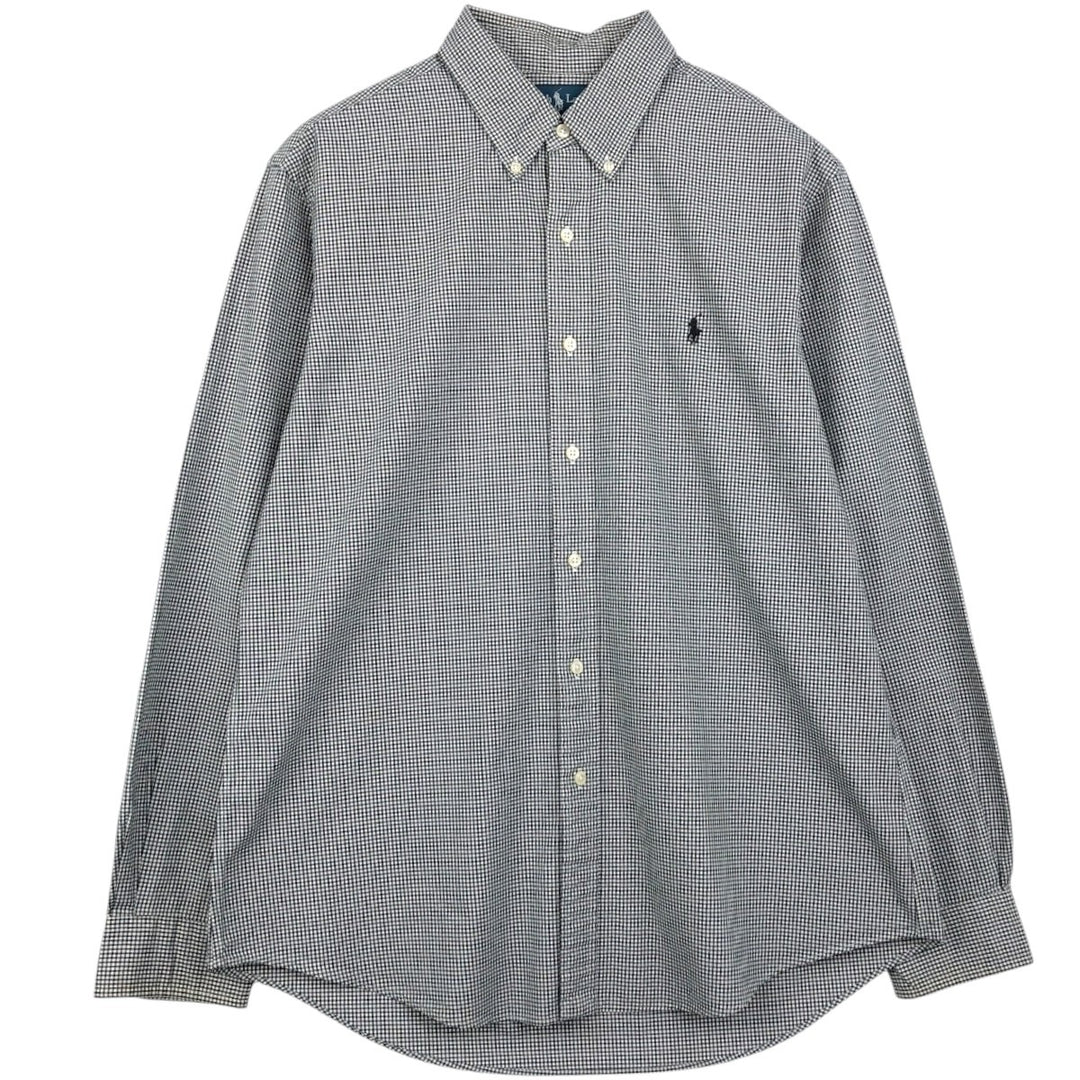 Ralph Lauren CUSTOM FIT Gingham Check Long Sleeve Button Down Check Shirt Men's L size cotton black type Vintage Second Hand