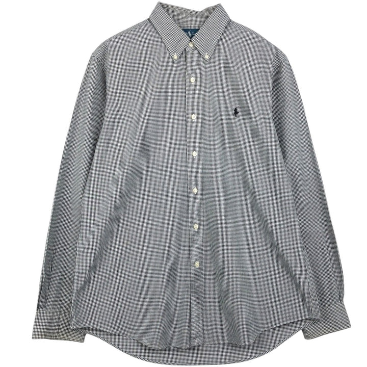 Ralph Lauren CUSTOM FIT Gingham Check Long Sleeve Button Down Check Shirt Men's L size cotton black type Vintage Second Hand