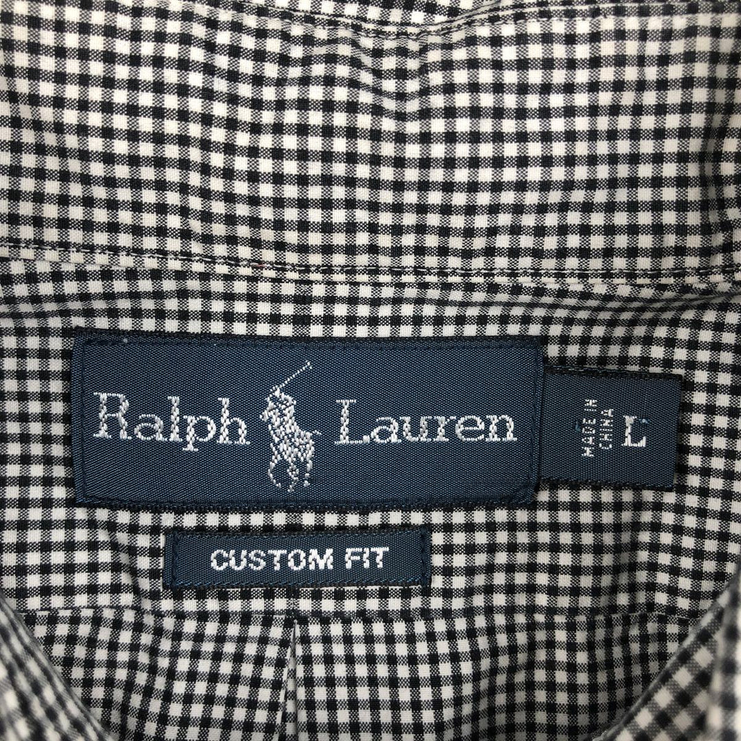 Ralph Lauren CUSTOM FIT Gingham Check Long Sleeve Button Down Check Shirt Men's L size cotton black type Vintage Second Hand
