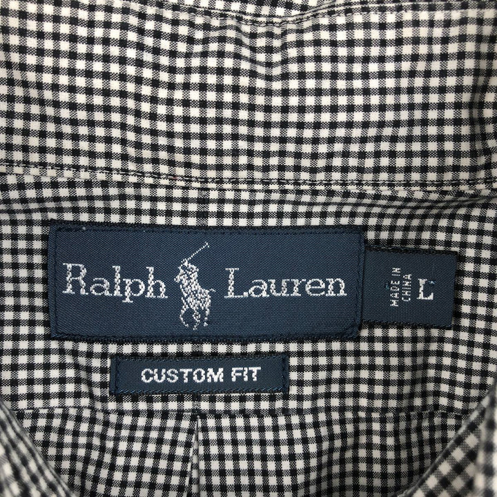 Ralph Lauren CUSTOM FIT Gingham Check Long Sleeve Button Down Check Shirt Men's L size cotton black type Vintage Second Hand
