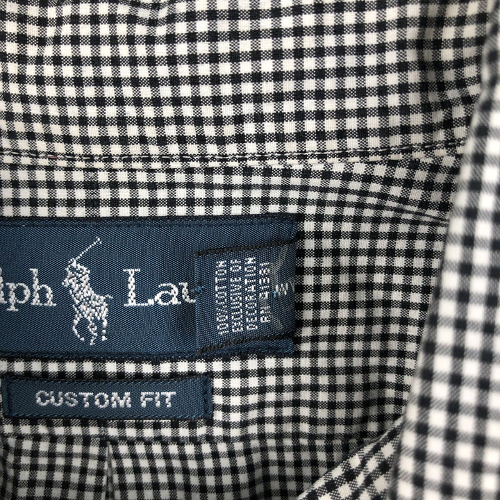 Ralph Lauren CUSTOM FIT Gingham Check Long Sleeve Button Down Check Shirt Men's L size cotton black type Vintage Second Hand