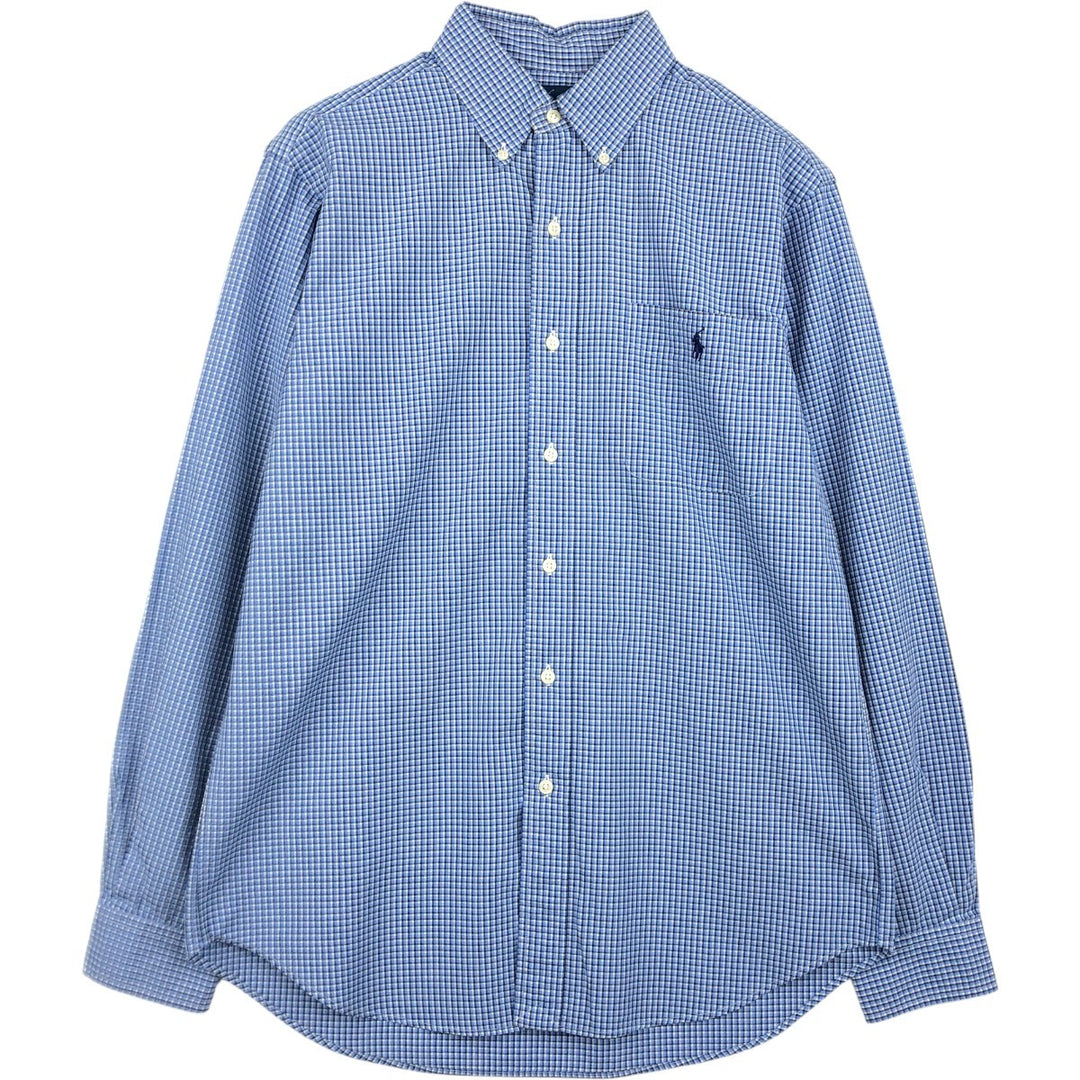Ralph Lauren Classic Fit Long Sleeve Button Down Check Shirt Men's M cotton blue type Vintage Second Hand