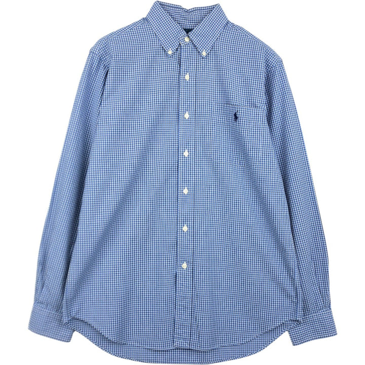 Ralph Lauren Classic Fit Long Sleeve Button Down Check Shirt Men's M cotton blue type Vintage Second Hand