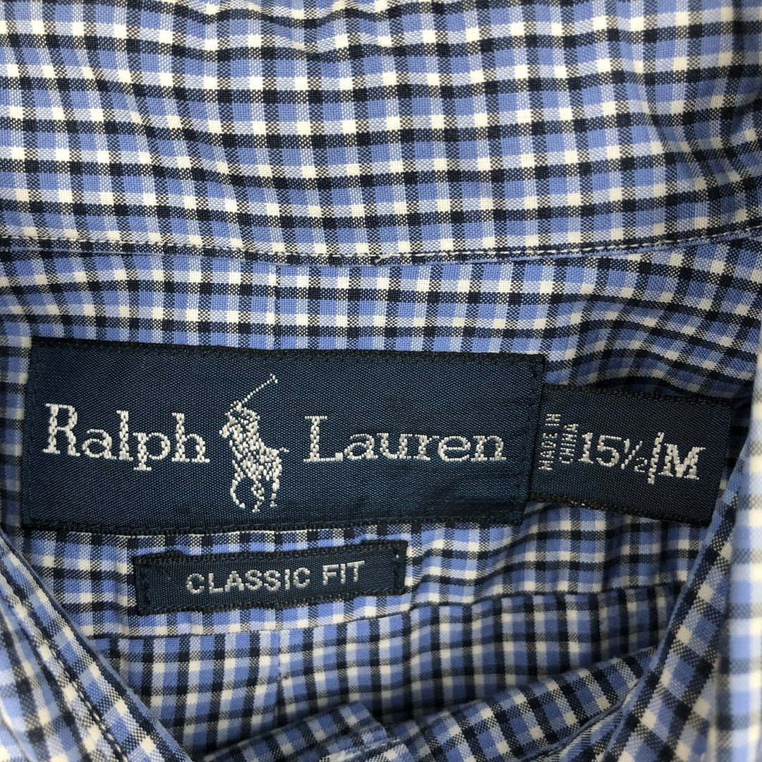 Ralph Lauren Classic Fit Long Sleeve Button Down Check Shirt Men's M cotton blue type Vintage Second Hand