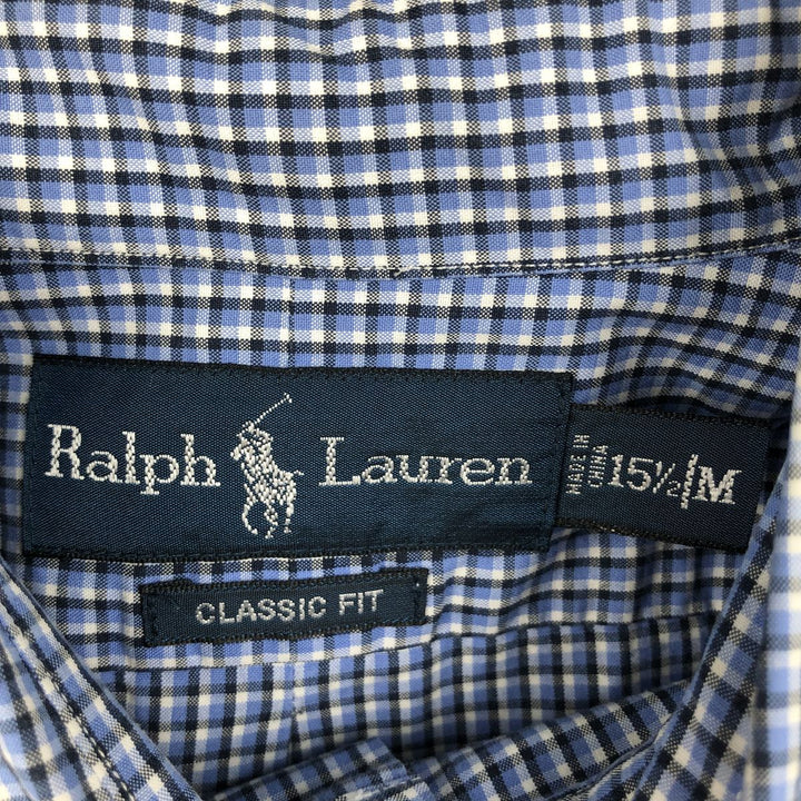 Ralph Lauren Classic Fit Long Sleeve Button Down Check Shirt Men's M cotton blue type Vintage Second Hand