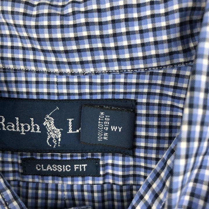 Ralph Lauren Classic Fit Long Sleeve Button Down Check Shirt Men's M cotton blue type Vintage Second Hand