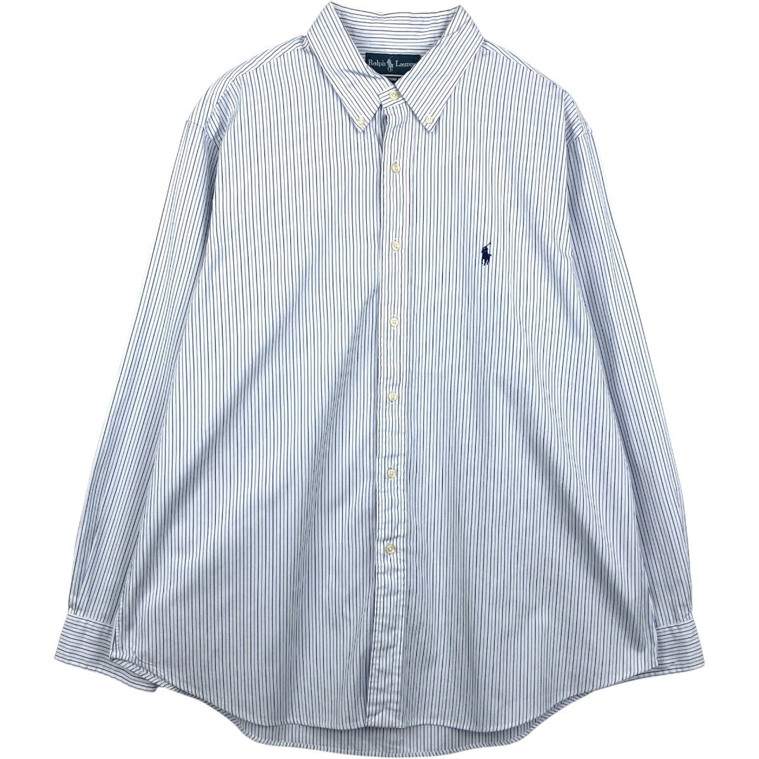 Ralph Lauren Custom Fit Multi-Stripe Long Sleeve Button-Down Striped Shirt, Men's XL cotton white type Vintage Second Hand