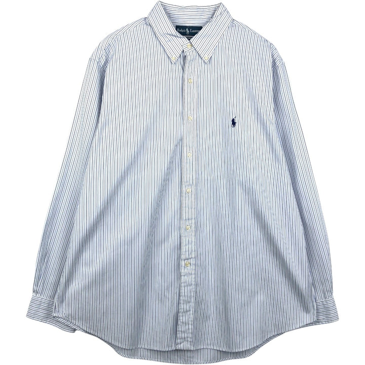 Ralph Lauren Custom Fit Multi-Stripe Long Sleeve Button-Down Striped Shirt, Men's XL cotton white type Vintage Second Hand