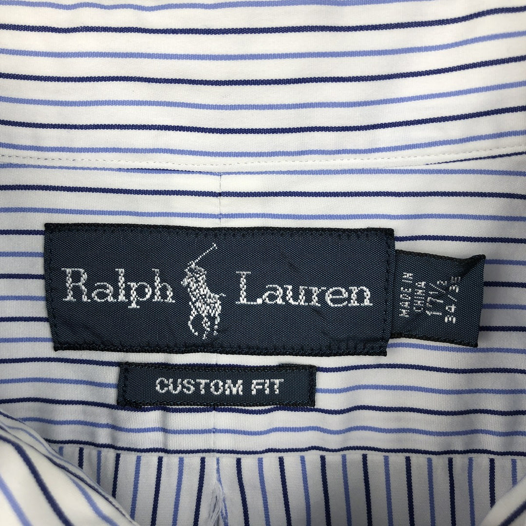 Ralph Lauren Custom Fit Multi-Stripe Long Sleeve Button-Down Striped Shirt, Men's XL cotton white type Vintage Second Hand