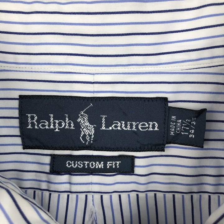 Ralph Lauren Custom Fit Multi-Stripe Long Sleeve Button-Down Striped Shirt, Men's XL cotton white type Vintage Second Hand