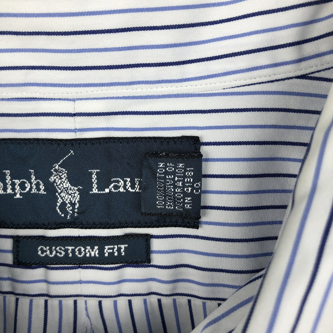 Ralph Lauren Custom Fit Multi-Stripe Long Sleeve Button-Down Striped Shirt, Men's XL cotton white type Vintage Second Hand