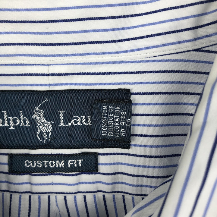 Ralph Lauren Custom Fit Multi-Stripe Long Sleeve Button-Down Striped Shirt, Men's XL cotton white type Vintage Second Hand
